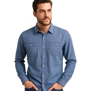 Direction Blue Plaid Collared Long Sleeve Button Down Casual Dress Shirt Size XL